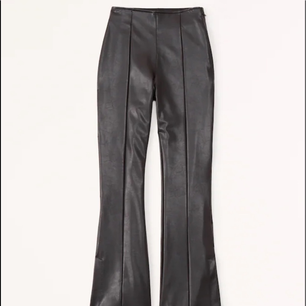 NWT NEW Abercrombie & Fitch Split-Hem Vegan Leather Slim Flare Pant. Brand new. - Picture 3 of 4